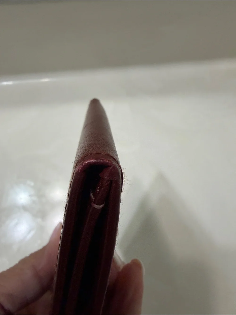 Cartier Burgundy Leather Card Holder with Gold Corner Accents